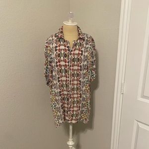 Earthbound Floral Button Down Short Sleeve Top
